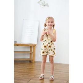 DISAUR Toddler Summer Clothes Apricot t-Shirt+ Sunflower Printed Shorts Girls Spring Outfits 4t 5t 4-5t
