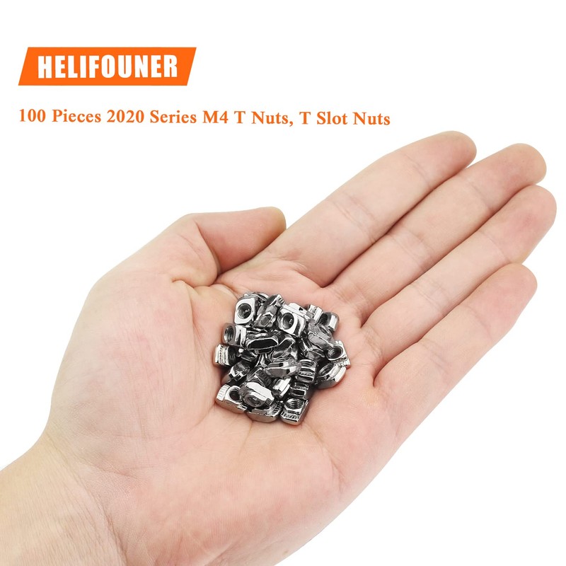 HELIFOUNER 100 Pieces 2020 Series M4 T Nuts, M4 T