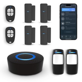 GRSICO Wireless Home Alarm System 9-Piece Kit, WiFi Alarm System for Home Security with Phone APP Alert (Black Alarm Siren, Remote, Motion, and Door Sensors) for Home, Apartment, Work with Alexa