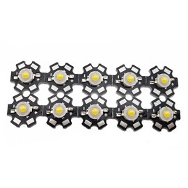 Vrabocry Pack of 10 High Power LED Chip 3 W Warm White 3000 K - 3500 K (Input 600 mA - 700 mA/DC 3 V - 3.4 V/3 Watt) Super Bright Intensity SMD COB Light Emitter Components Diode Lamp Beads DIY