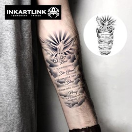 INKARTLINK Tattoo Tech, 2 Sheets Extra Large Semi Permanent Tattoo, Adult Art Design Temporary Tattoos, Lasts 1-2 Weeks, Waterproof, Realistic Look, No Adhesive, No Reflection (religion)304