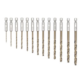 TA-VIGOR 13Pcs 1.5mm-6.5mm Hex Shank Twist Drill Bit Set, 1/4 Inch Shank HSS Titanium Coated Drill Bit Set Quick Change Twist Drill Bits for Woodworking, Plastic and Metal