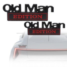 Old Man Edition Emblem Pack of 2, 3D Metal Car Sticker in Black/Red, Funny Lettering for Body, Name Plate Sticker for Car Tuning, Weatherproof Car Emblem for SUV and Car