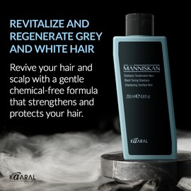 Kaaral Människan Black Toning Shampoo – Organic Dye Revitalizing Shampoo for Grey and White Hair with Black Carbon and Blackberry Vinegar – Instant Color Coverage for Men – 250ml