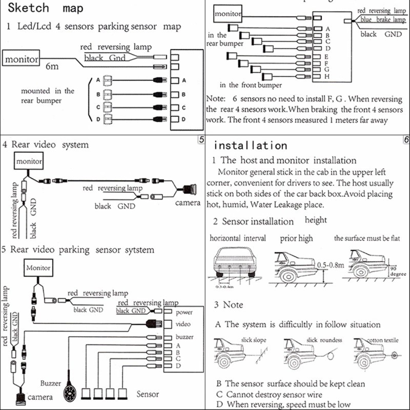 BCSMMCAR Car Parking Sensors 4PCS Adjustable 16mm Flat Sensors Reverse