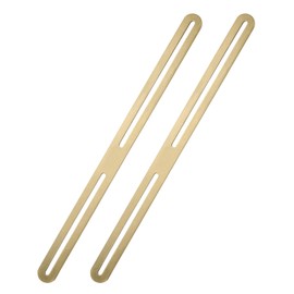 uxcell 2 Pack Stainless Steel Flat Mending Plates, 14.1 inch Flat Support Bracket with Slotted Holes, Fixing Bracket Connector for Wood Furniture, Gold