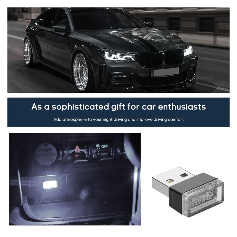 Dickno 4 PCS USB LED Car Interior Atmosphere Lamp, Portable
