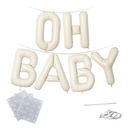 16"OH BABY Cream WhiteBalloon for Baby Shower,Oh Baby Sign for Backdrop,Oh Baby Letter Balloons for Gender Reveal Decorations