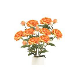 GrainBuds Orange Peonies Artificial Flowers,4 Pcs Faux Silk Peonies with Stems Real Look,Peony Bush Fake Flowers for Floral Arrangements Wedding Decorations for Home Decor (Orange)