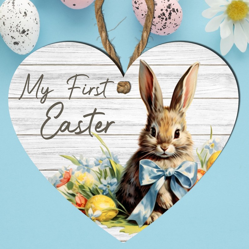 My First Easter Wooden Heart Plaque | Boy Rabbit Design