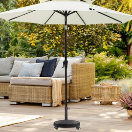 T&Jero 50 lb Round Heavy Duty Outdoor Market Umbrella Base Stand with Wheels for Patio, Black