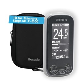 Besudo Protective Case with Neoprene Case for Shimano Steps SC-E-6100 - Screen Protector for Shimano Steps SC-E-6100 Display Against Scratches and Bumps - Protective Case with Carabiner 29-KB, Bag: