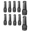 Liyquint 10pcs PG7 Black Cable Gland 3mm-6.5mm Wire Hole Waterproof