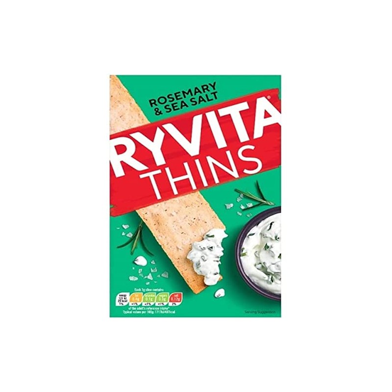 Ryvita Thins Rosemary & Sea Salt Flatbreads, 125g