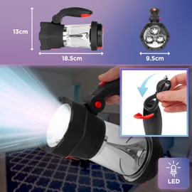 Duronic Hurricane Campinglampe | Camping Laterne wiederaufladbar mit Handkurbel oder USB | 3 Leuchtmodi | Notfallleuchte | LED Zeltlampe mit USB | Mit Griff und Haken | 300mAh Akku | Taschenlampe