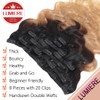 LUMIERE Human Hair Clip In Extensions, 1B/4/27 Ombre Brown Body