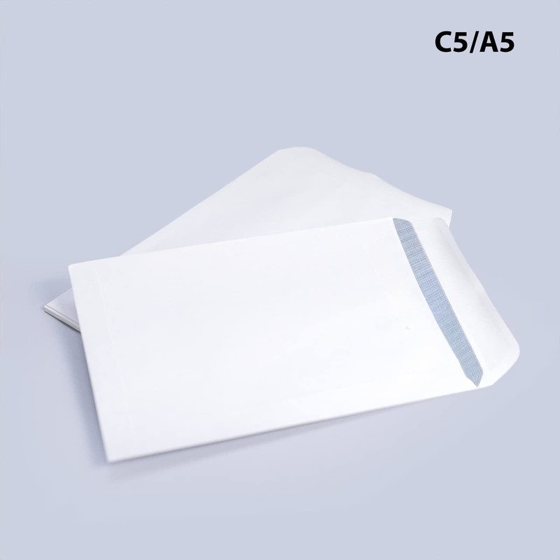 Evour, A5 / C5 White Self-Seal Pocket Envelopes, Letter Envelopes,