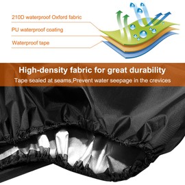 Ricyea Garden Chair Cover, Garden Chairs Protective Cover, Waterproof, Winterproof, UV-Resistant, Garden Furniture Cover with 4 Snap Closure Straps for Stacking Chairs, 72 x 92 x 70/120 cm