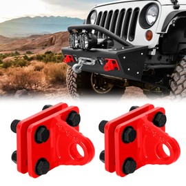 UTVJATV 2 Pack Shackles Mount, D-Ring Shackle Bracket with Backer Plate, 5 Ton Weld/Bolt On Truck Bumper Tractor Bucket, Red
