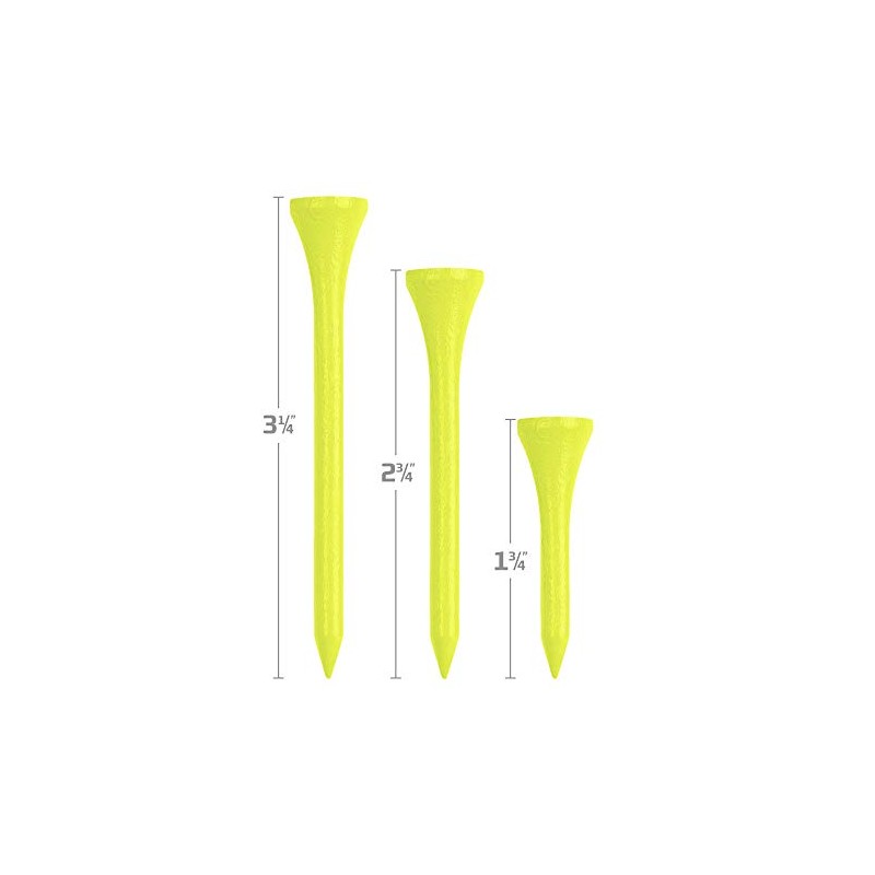 Wood Golf Tees, Neon Yellow, 3.25" (200 Tees)