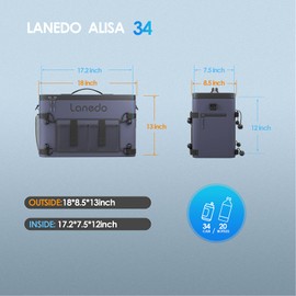 Lanedo Deep Freeze Cooler Soft Sided Cooler Bag, 34 Can Collapsible Insulated Ice Chest, Large Leakproof Camping & Travel Cooler for Kayaking & Beach