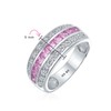 Art Deco Pink Simulated Tourmaline AAA Cubic Zirconia Half Eternity