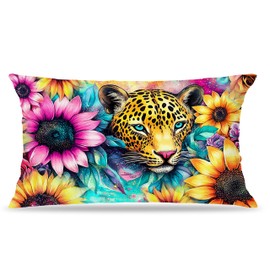 FITIE Leopard Floral Pillow Covers 12x20 Double-Sided, Vintage Floral Leopard Cheetah Lumbar Throw Pillow Covers for Couch Bed, Floral Room Decor, Leopard Decor, Cheetah Print Room Decor