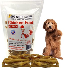 Dog Chits Chicken Feet for Dogs - Dog and Puppy Chews | All-Natural Treats | Large and Small Dogs | Nothing Added | Dehydrated | 30 Pack