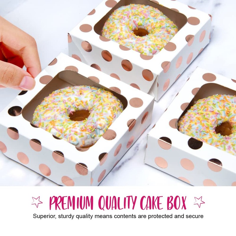 Anniversary House 3-pack Small Treat Boxes, Rose Gold Polka Dot