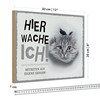 Lustiges Holzschild | Hier wache ich | Katze | Betreten