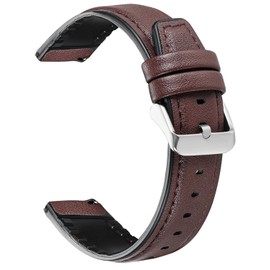 MEGALITH 22 mm Leder Uhrenarmband mit Schnellverschluss für Männer und Frauen Leder-Uhrenarmbänder Ersatzarmband Universal-Uhren - Dunkelbraun