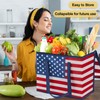 QOUBAI 3Pack Insulated Reusable Grocery Bags American flag Collapsible Food