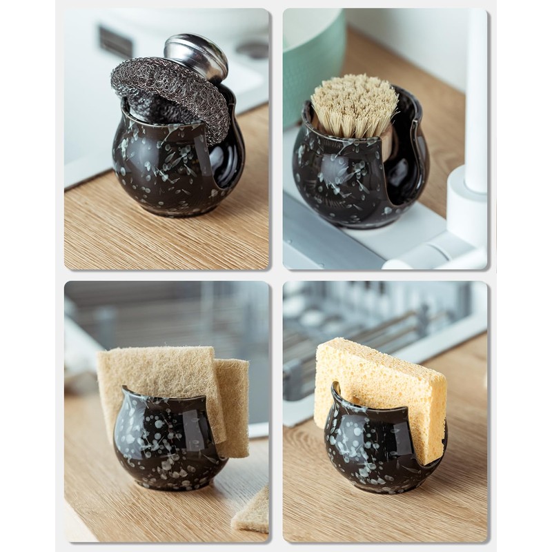 Zoeeker Kitchen Sponge Holder, Ceramic Dish Sponge Holder Sponge Organizer
