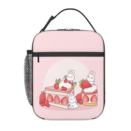 LWDZLHD Rabbit Lunch Bag Bunny Lunch Box for Women Portable Reusable Insulated Leakproof Cooler Tote Lunchbox for Picnic Travel Camping Outdoo Pink