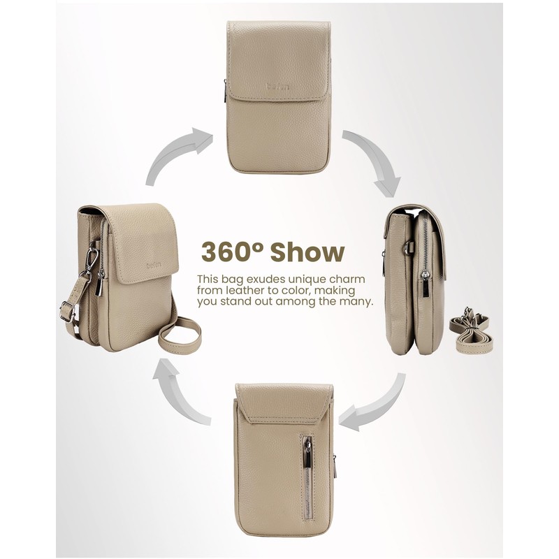 befen Genuine Leather Small Crossbody Bags for Women, Woman Cell