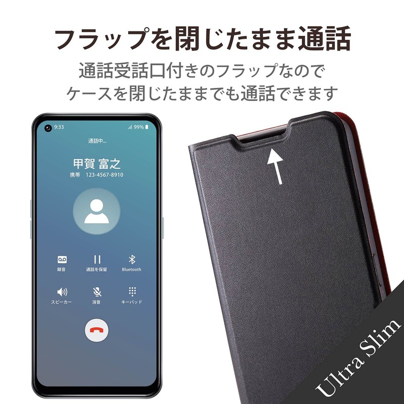Elecom PM-O212PLFUBK OPPO Reno5 A Leather Case Folio UltraSlim Thin