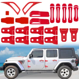 Bonbo 22PCS Engine Hood Door Hinge Cover AC Vent Trim Exterior Accessories for Jeep Wrangler JL JLU Sports Sahara Freedom Rubicon 2018-2024 (Red)