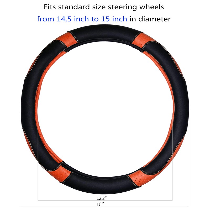 Binsheo Leather Steering Wheel Cover, Breathable, Anti Slip & Odor