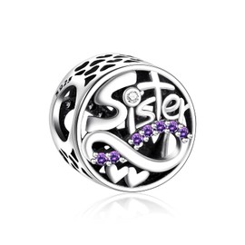 NINGAN 925 Sterling Silver Heart Charm Bead for Jewelry and European Bracelets, Cubic Zirconia, Cubic Zirconia