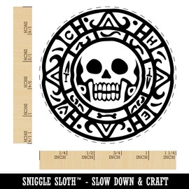 Skull Pirate Coin Rubber Stamp for Stamping Crafting Planners - 1-1/4 Inch Large