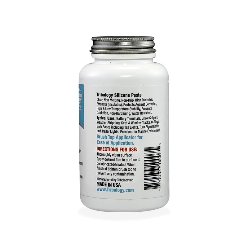 Tribology Tech-Lube Silicone Paste with Brush, Clear, 8 oz -