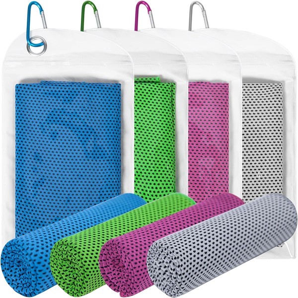 MEZOKUCEL 4 Pcs Cooling Towel, Ice Towel, Microfiber Towel, Soft