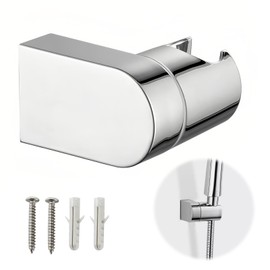 Shower Head Holder, Universal 360°Adjustable Angle Chrome Plated Shower Bracket, ABS Plastic Replacement Handheld Shower Holders, Wall Mount with Screws and Expansion Tube for Bathroom, Silver