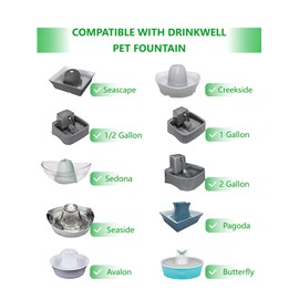 TOGGATH Cat Water Fountain Replacement Carbon Filter Compatible with PetSafe Drinkwell Ceramic & Stainless Steel Pet Water Fountains for Dog Cat with Replacement Foam Filters (6+6 PACK)