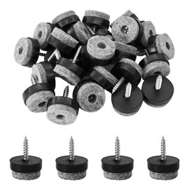 Runseaway 40PCS 20mm/0.8” Felt Furniture Pads, Screw-in Slider Glides for Wooden Chair Legs & Table Feet, Heavy Duty Hardwood Floor Protectors, Noise Dampening, Black