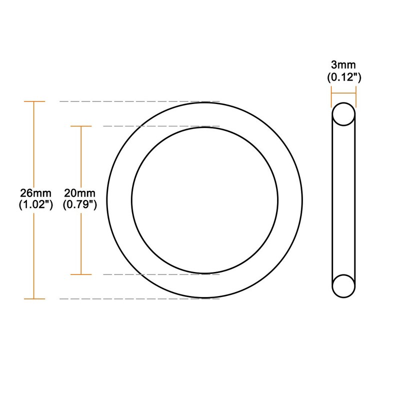 uxcell Silicone O-Rings, 20mm Inner Diameter, 26mm OD, 3mm Width,