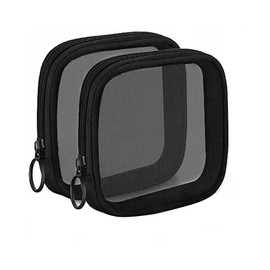 2PCS Black Mesh Nylon Storage Bag with Zipper Small Makeup Bag Mini Portable Cosmetic Bag Travel Toiletry Bag Pouch for Daily Accessories Travel Vacation Business Trip