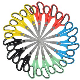 Westcott 8" Straight Stainless Steel Soft Handle Scissors, Assorted Colors, Pack of 3