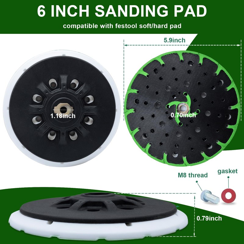 [6 Inch] 202458 Sandpaper Compatible with Festool, Sanding Pad for