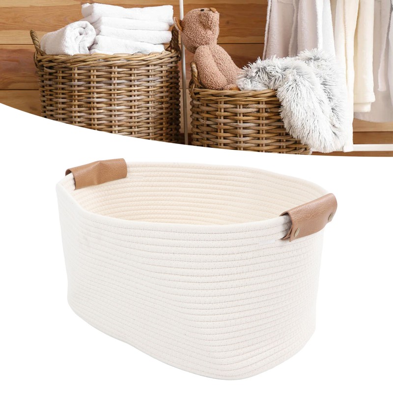 Cotton Rope Basket Large Capacity Multifunction Rope Woven Blanket Basket
